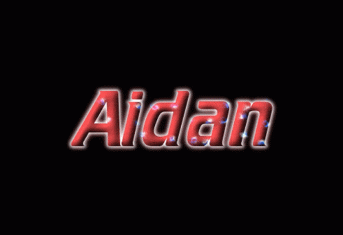 the word aidan in bright neon letters