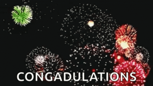 fireworks and confetti in the night sky with words congratulations