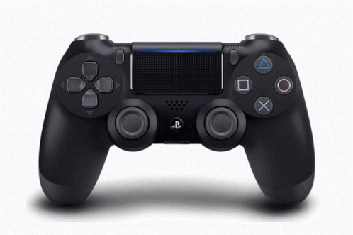 a black game controller with four ons