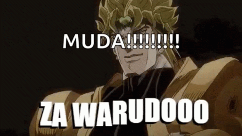 an anime image with the caption muda za wardoo