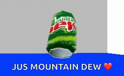 the top of a mountain dew bottle on a banner