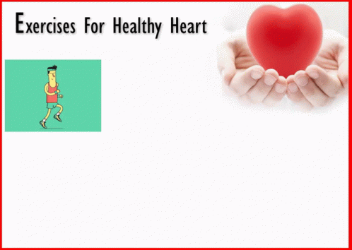 hands holding a blue heart and the words exercise for healthy heart