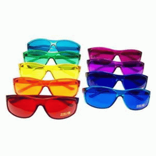 5 pairs of sunglasses that are different colored