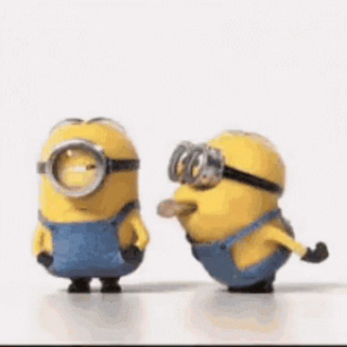 two little minion figures are posed side by side