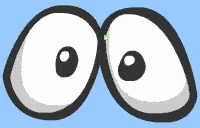 the two black and white eyes are in an animated manner