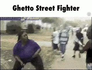 a television ad for ghetto street fighter shows a man throwing a ball while walking on snow