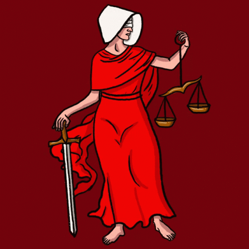 a drawing of a woman holding a scale and sword
