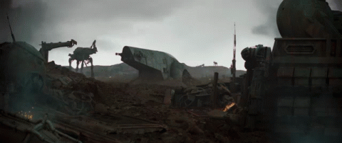 a star wars scene with a lot of ruins