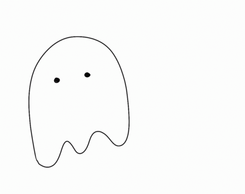 a drawing of a ghost with black eyes on it