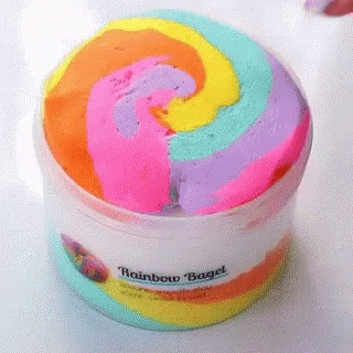 a multi colored plastic container with the lid open
