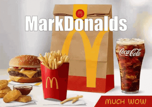 a poster with two mcdonalds hamburgers and soda, and two cups
