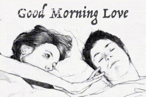 the image is drawing of a man and woman sleeping together