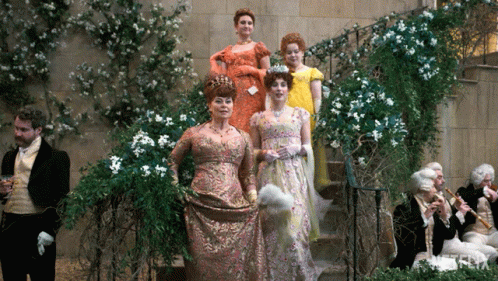 an artistic image of a group of women in wedding dress