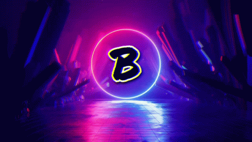 an illuminated picture of the letter b, with a light ring around it