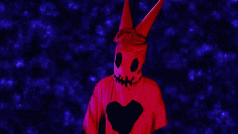a stylized image shows a creepy bunny with an ear - like body