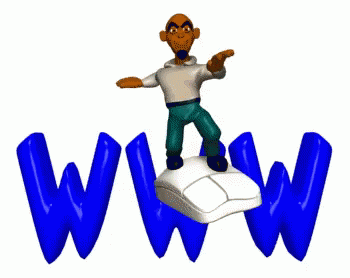 cartoon man standing on a mouse over the word web
