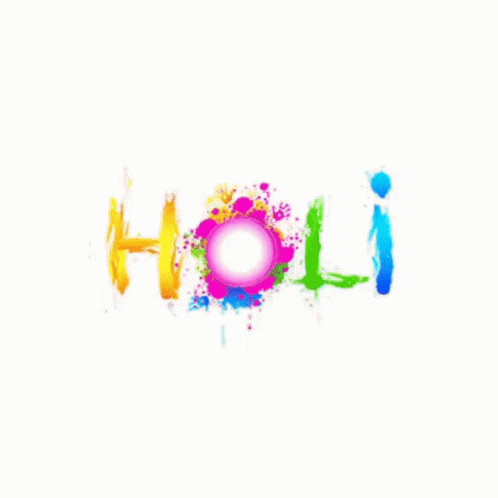 a colorful drawing of the word holi with people behind it
