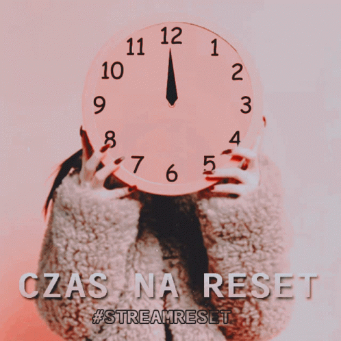 a clock and a jacket are displayed with words that say czas na reset
