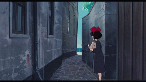 the animated person is standing in the alley