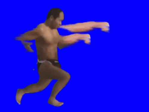 a blurry man running while wearing underwear