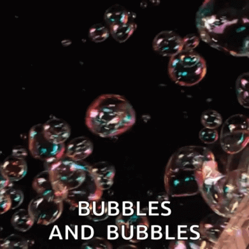 bubbles and bubbles falling into a dark background