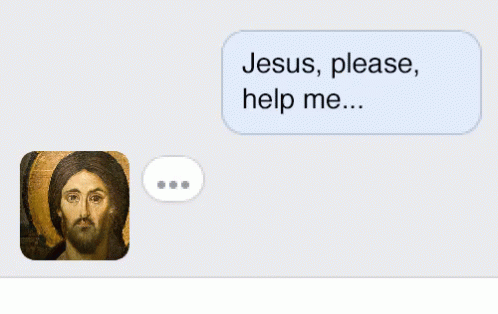 texting and conversation bubble with religious icon of jesus