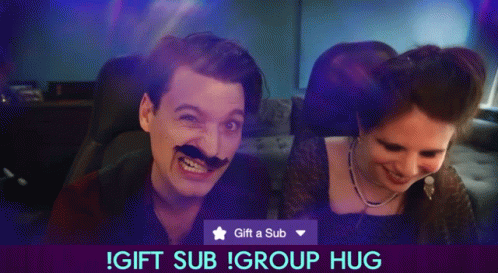 people smiling with the caption gift sub group hug