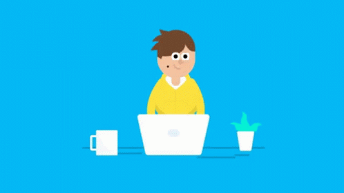 illustration of a young person sitting on his laptop