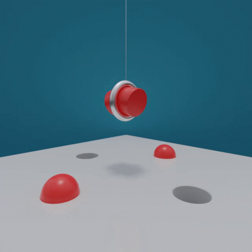 several blue balls are floating towards an object