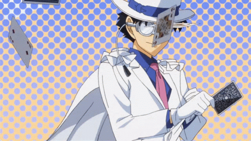 an anime picture wearing a top hat and glasses