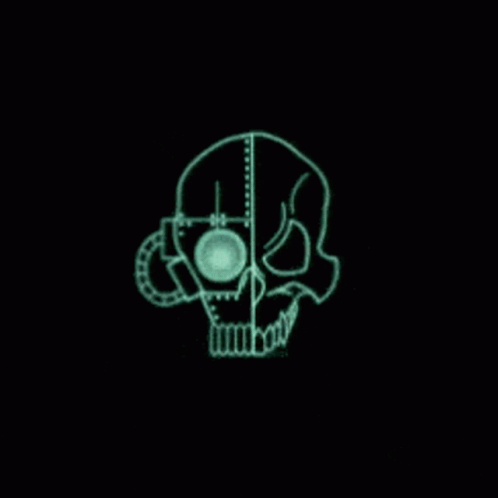 a glowing skull on a black background