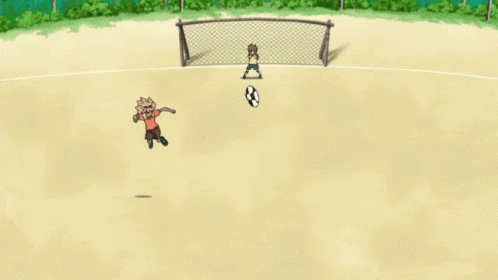 two people playing a game of soccer, while another person is kicking a ball