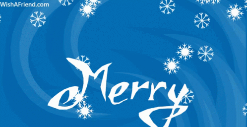 a merry poster with lots of snowflakes