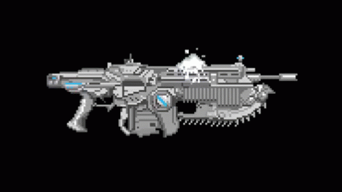 an image of an automatic gun in pixel style