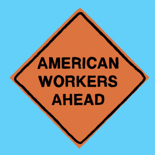 an american workers ahead blue and black diamond
