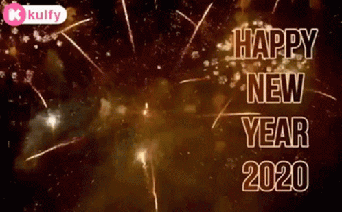 fireworks with text happy new year for a tv screener