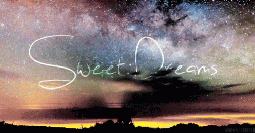 a silhouette is shown on a backdrop, with the words sweet dreams in the sky above it