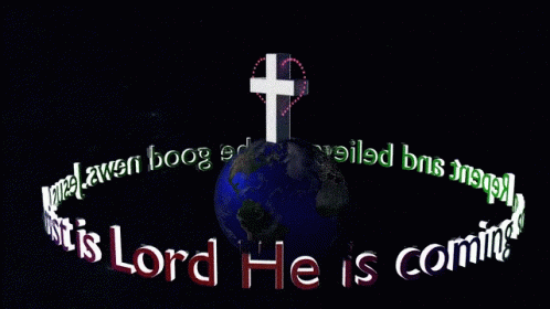 the cross on the globe reads in all different words
