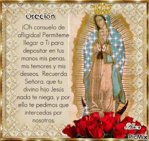 the image shows an immaculate mary of guadalupe in blue