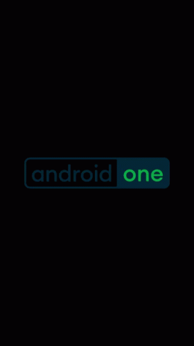 an android one logo on the front side of a dark background