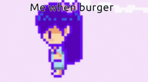 a colorfully drawn pixeled image with the word me when burger