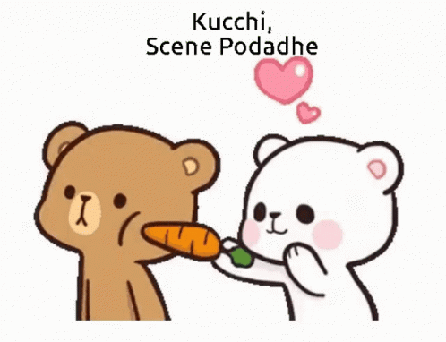 a cartoon bear with a knife to a teddy bear