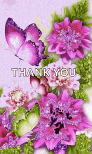 thank you with erflies and flowers