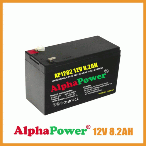 a close up view of an ajpha power 12 vol battery