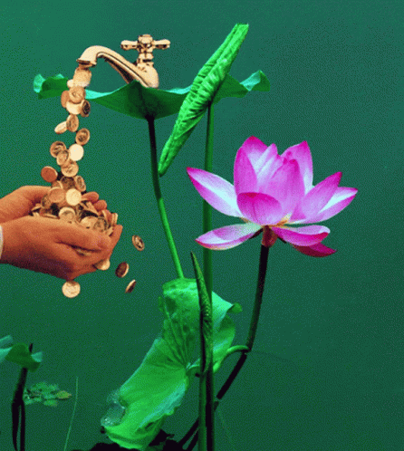 a po of a flower and two hands washing it