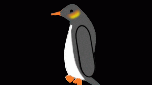 an animated image of a penguin in the dark