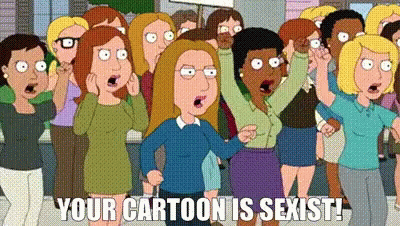 simpsons with a lot of zombies in their backs and captioning your cartoon is sexist
