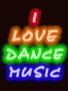 i love dance music sign in a pixelated image