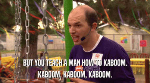 man talking in park with caption about teacher a man who is krabom