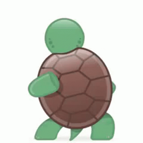 a green turtle with its arms up standing